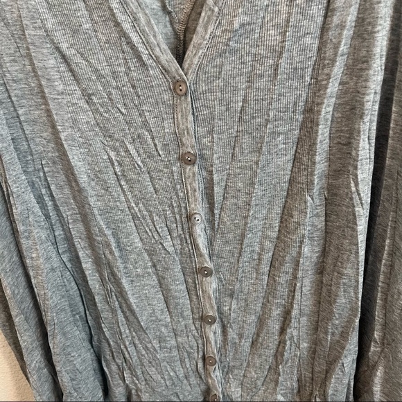 Three Dots gray draped front ribbed button up shirt size XXLarge - Picture 3 of 7